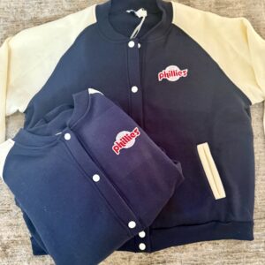 Phillies Baseball Sweatshirt - Navy and Cream with buttons